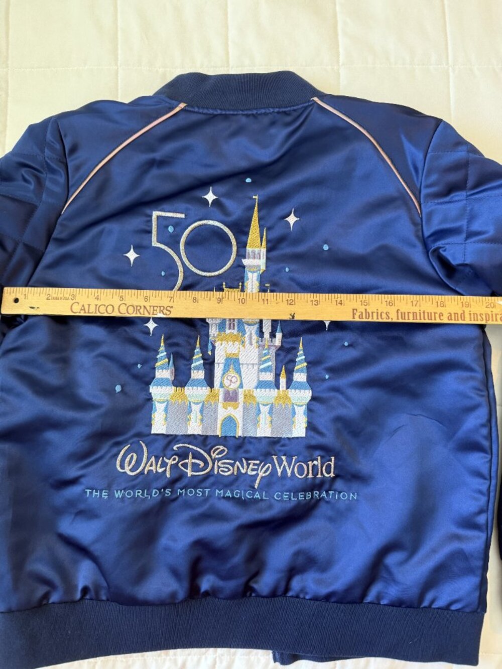 Disney Parks 50th Anniversary Satin Bomber Jacket Castle Mickey Size M - Picture 5 of 12